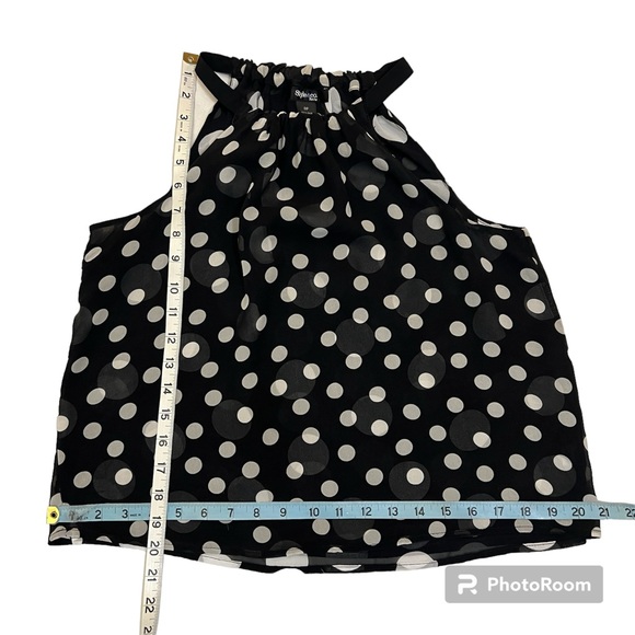 5/$20 Style & Co Silk Polka Dot Bare Shoulder Flowy Top - Picture 4 of 9